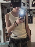 [LANARCH] Waffle Henley Neck Sleeveless