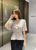 Jed-in Drape Chiffon Peplum Blouse