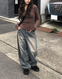 Keds Vintage Washing Wide Denim Pants