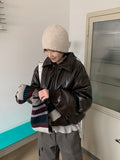 Naoko Glossy Leather Bomber Jumper