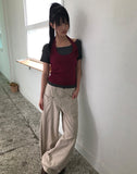 Dender Button Halter Short Sleeve T-shirt