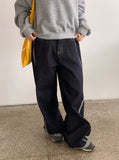 Muki Line Cut Raw Denim Wide Pants