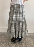 Reimi Banding Check Tiered Long Skirt