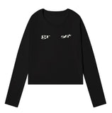 LACE BACK CROSS U-Neck Long Sleeve