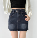 Pelvic Pad 2 Button Denim Skirt