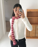 Riting Off Shoulder Ribbon String Angora Knit