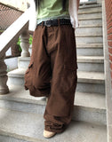 Riqui Cut Curved Wide Cargo Pants