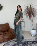 Kidens Balloon Embroidered Denim Pants