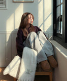 [10% wool] Huggable two-tone mixed mohair knit