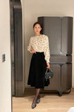 Poche Dot Velvet Tie Brushed Blouse
