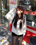 Sea Row Printing Fur Hood Zip-Up