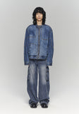 HEM BUTTON UTILITY CARGO DENIM PANTS