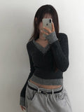 Mars Color Matching Double Button V-Neck Knit