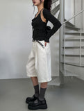 [U-BASIC] Lin Pintuck Cotton Bermuda Pants