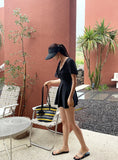 Cloche Ruffle Wrap Monokini Black