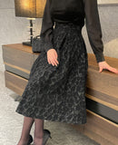 Collie Velvet Wrinkle Jacquard Flare Skirt