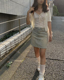 Kiyo Light Blue Mini Skirt