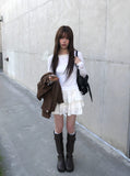 Ronya Cotton Frill Ribbon Banding Skirt Pants