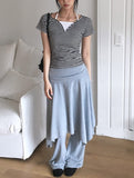 [MADE/Skirt+Pants SET] Forin Bootcut Pants Unbalance Shirring Flare Layered Skirt