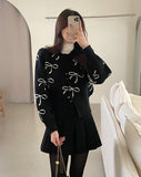 Wavia Ribbon Round Knit Cardigan