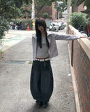Benyl Stud Balloon Fit Washed Denim Long Pants