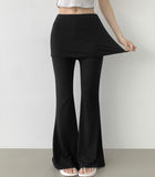 Layered Skirt Leggings Bootcut Banding Pants