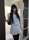 Keck Shirring Banding Short Sleeve Mini One Piece