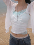 Roger Layered Lace Color Matching Mesh Sleeveless