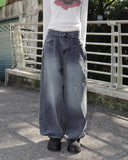 Divor Stripe Washing Wide Denim Pants