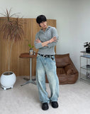 B-Ed Cut Curved Denim Pants
