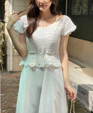 Exi Punching Crochet Cap Short Sleeve Knit