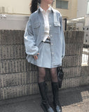 Myua Boxy Fit Denim Pocket Shirt Jacket