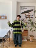 [unisex] Araki Stripe Cable Hood Warmer Knit