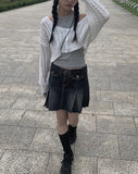Koku denim pocket pleated skirt