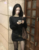Plmin off-shoulder angora knit one piece
