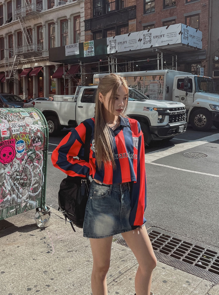 【U LAN】Ant Row Washing Denim Mini Skirt U LAN】Ant Row Washing Denim Mini Skirt Copenhagen Wash