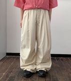 [unisex] Keiri pintuck banding parachute wide linen pants