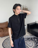 Med Low Cut Half Zip-Up Short Sleeve T-shirt