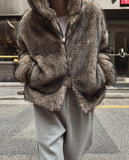 Chase Wolf Fur Hooded Zip-Up