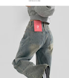 Yellow Teen Washing Long Wide 4 Season Denim Pants