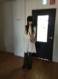 [MADE] Flute Ribbon Strap Punching Waves Knit One Piece