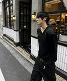 Shoulder Patch V-neck Semi Crop Knit