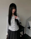Dabu Lace Button Ribbed Cardigan