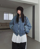 Kanto incision denim two-way quilted flight jumper