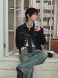 Kurt knit color matching leather jacket