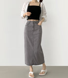 Summer Tencel Cooling Back Slit Span H-Line Denim Skirt