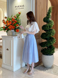 Eshuang Round Neck Chiffon Winged T-Blouse