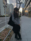 Labum Off-Shoulder Lace Layered Knit