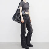 Miton cropped back slit T-shirt