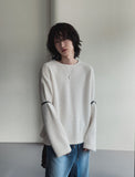 Prism boat neck knit long sleeve T-shirt